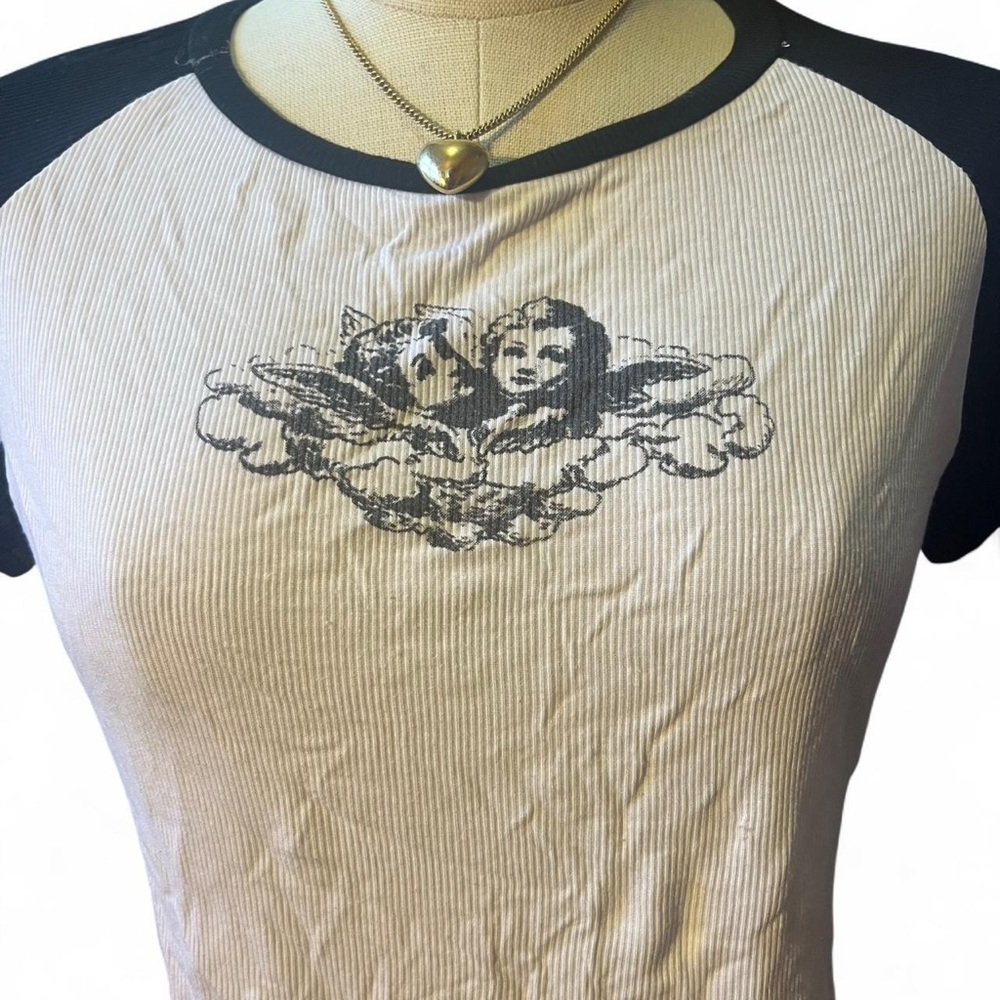 Brandy Melville Black and White Angel Graphic Tee - Picture 3 of 5